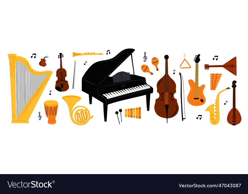 Cartoon musical instrument acoustic orchestra