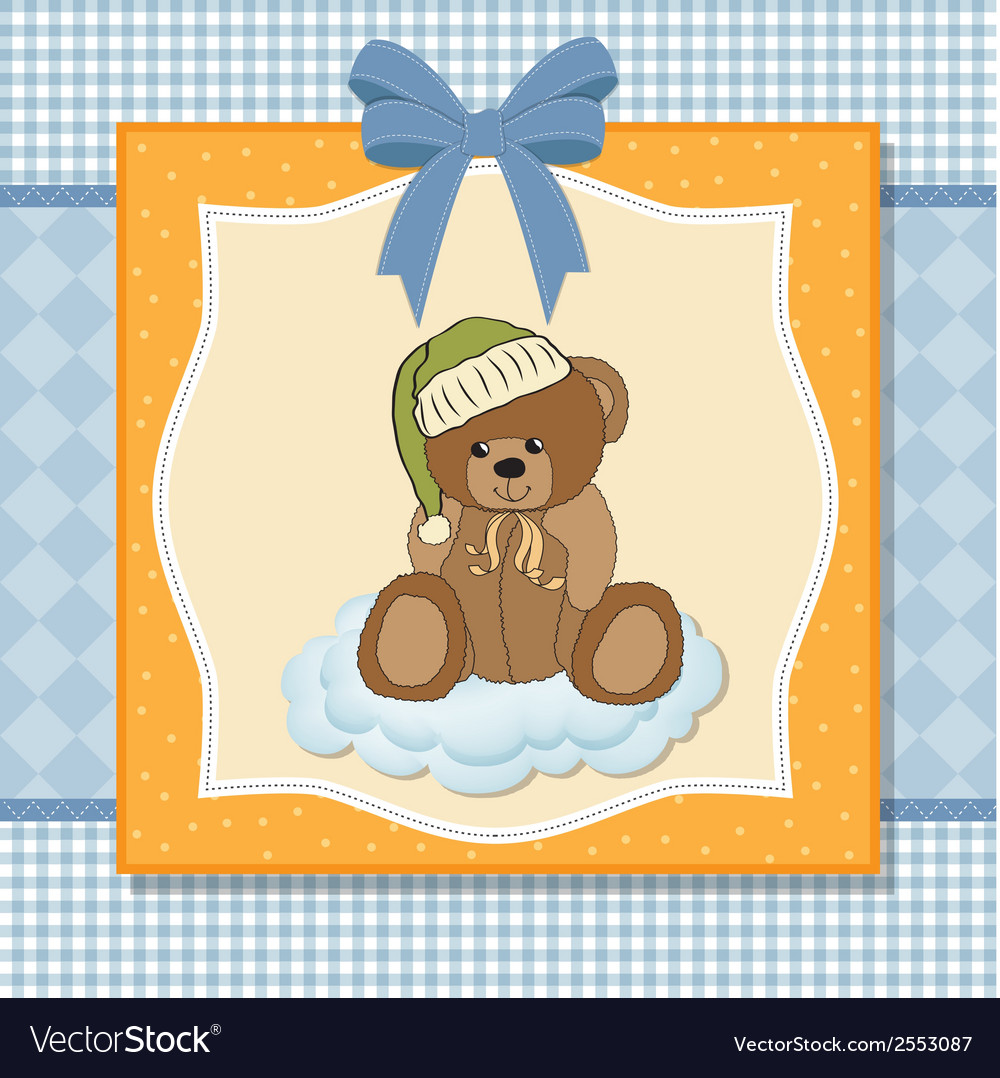 Customizable greeting card with teddy bear