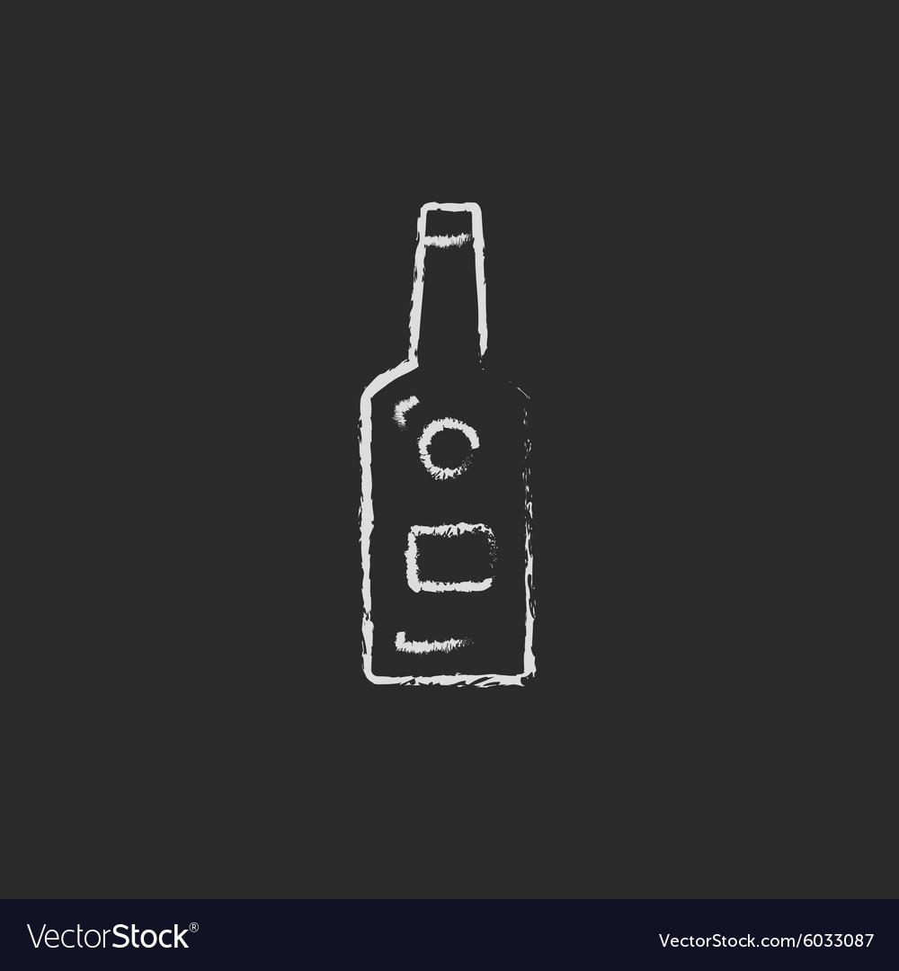 Glass bottle icon drawn in chalk