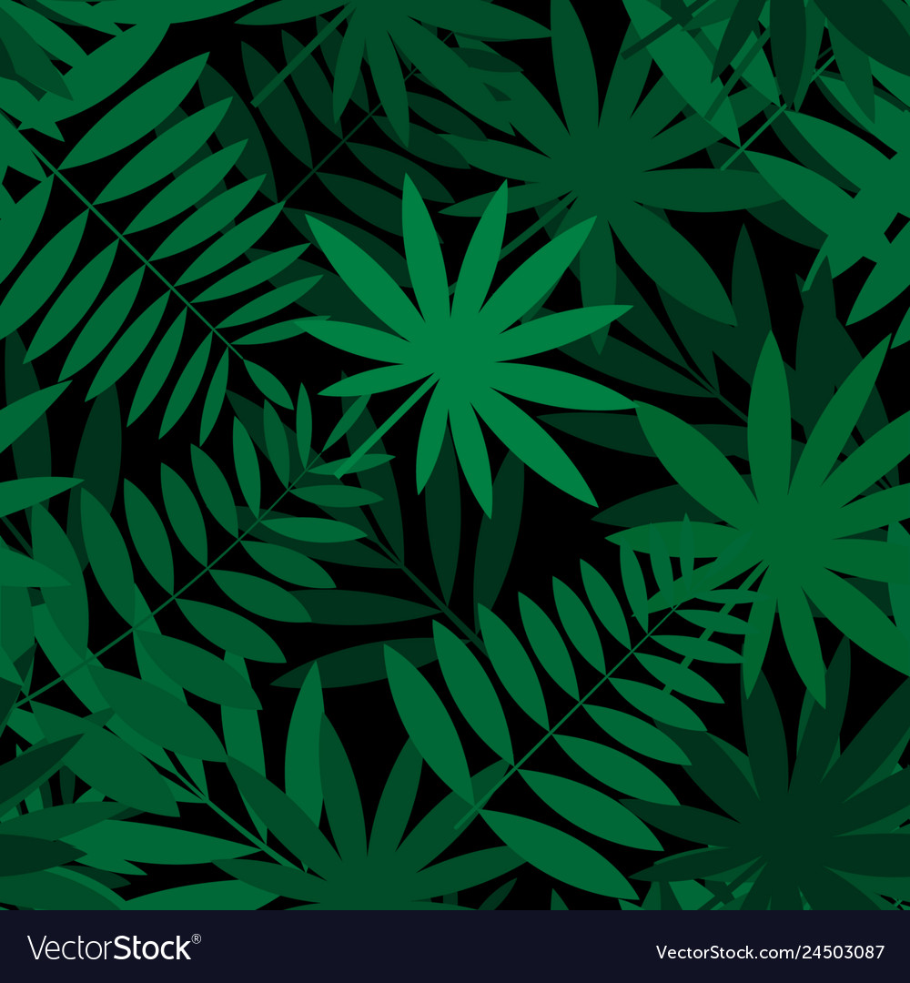 Green palm leaves pattern seamless Royalty Free Vector Image