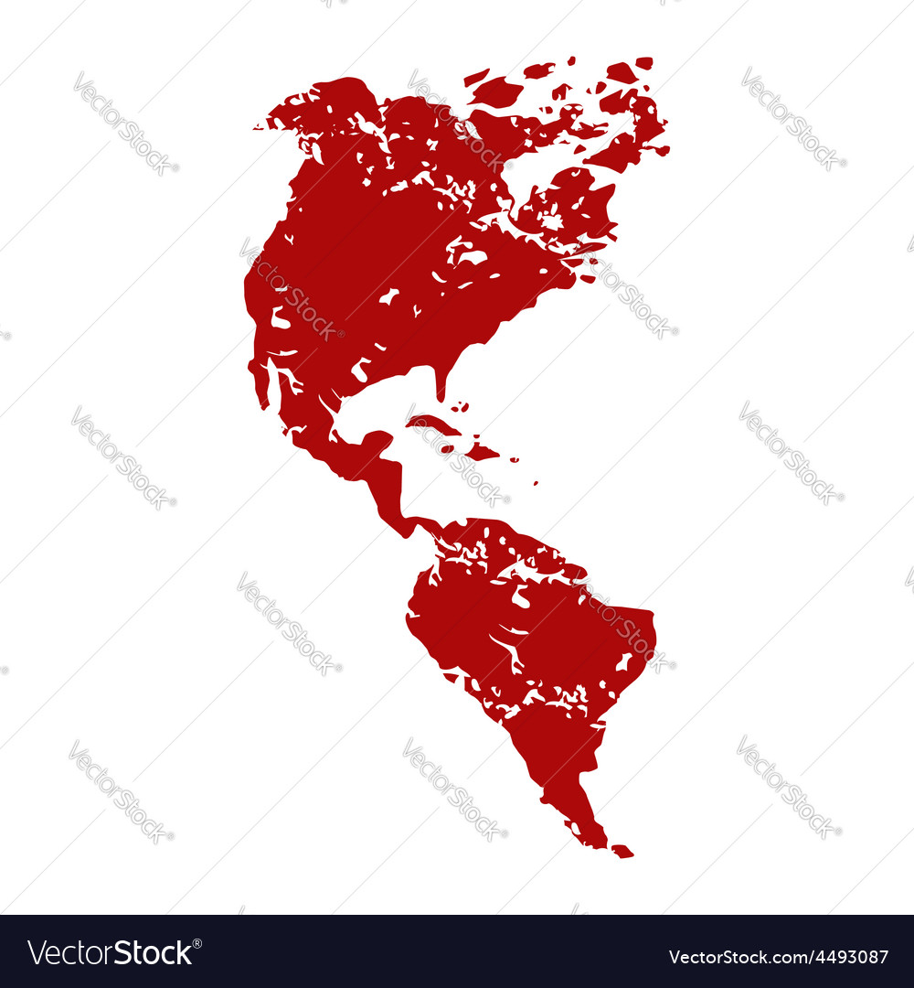 Red grunge continent america logo Royalty Free Vector Image