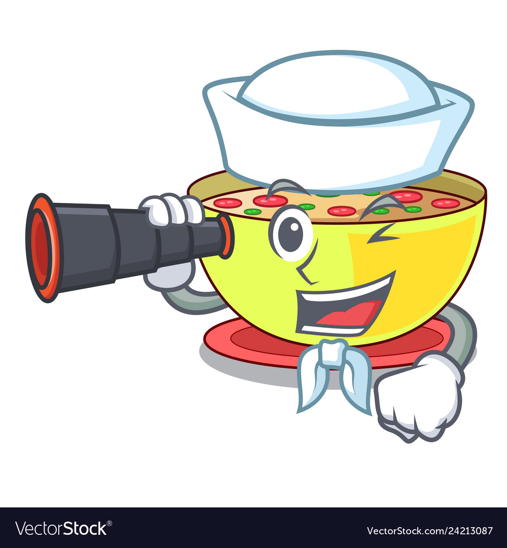 Sailor with binocular corn chowder in the mascot