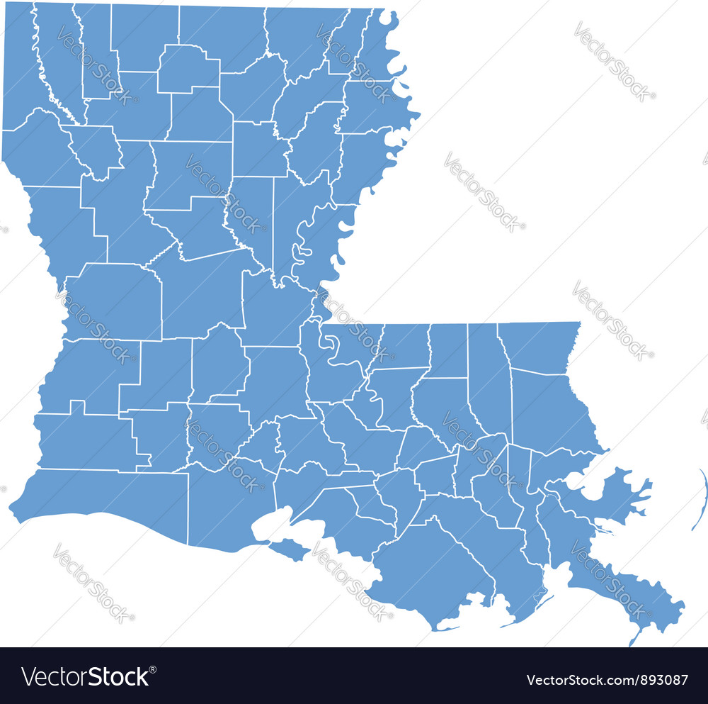 State map of louisiana by counties Royalty Free Vector Image
