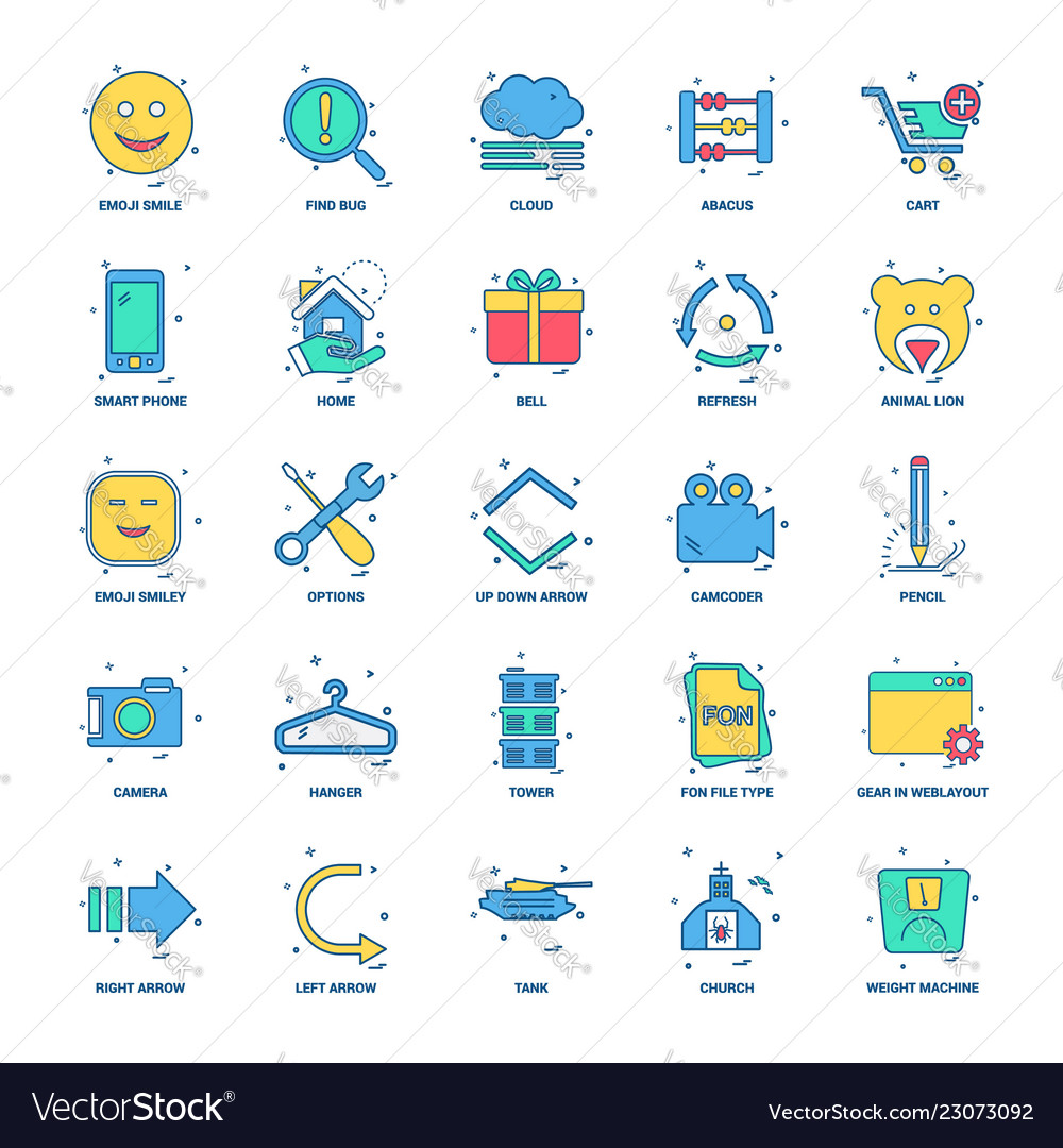 25 business concept mix flat color icon set