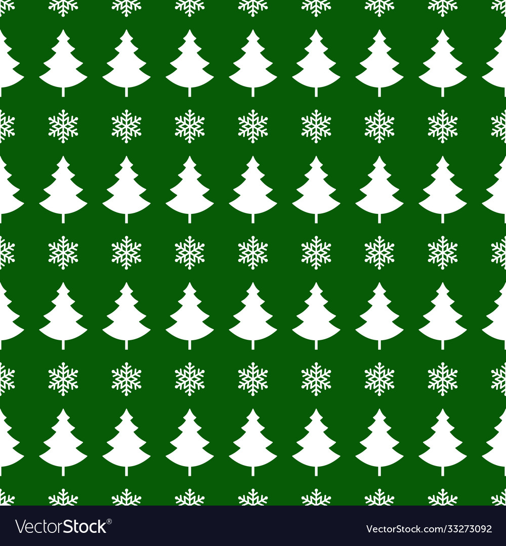 Christmas tree seamless pattern white green Vector Image