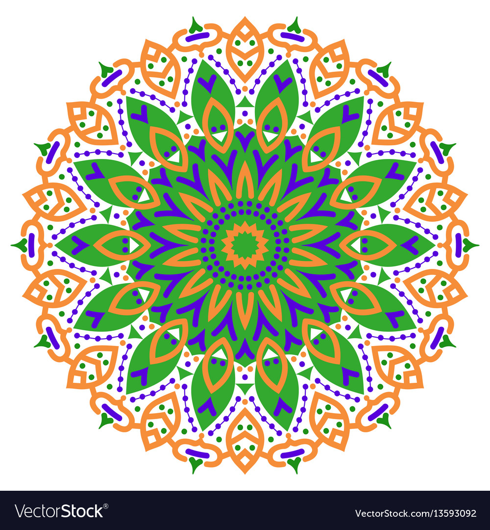 color mandala ethnic pattern round symmetrical vector image
