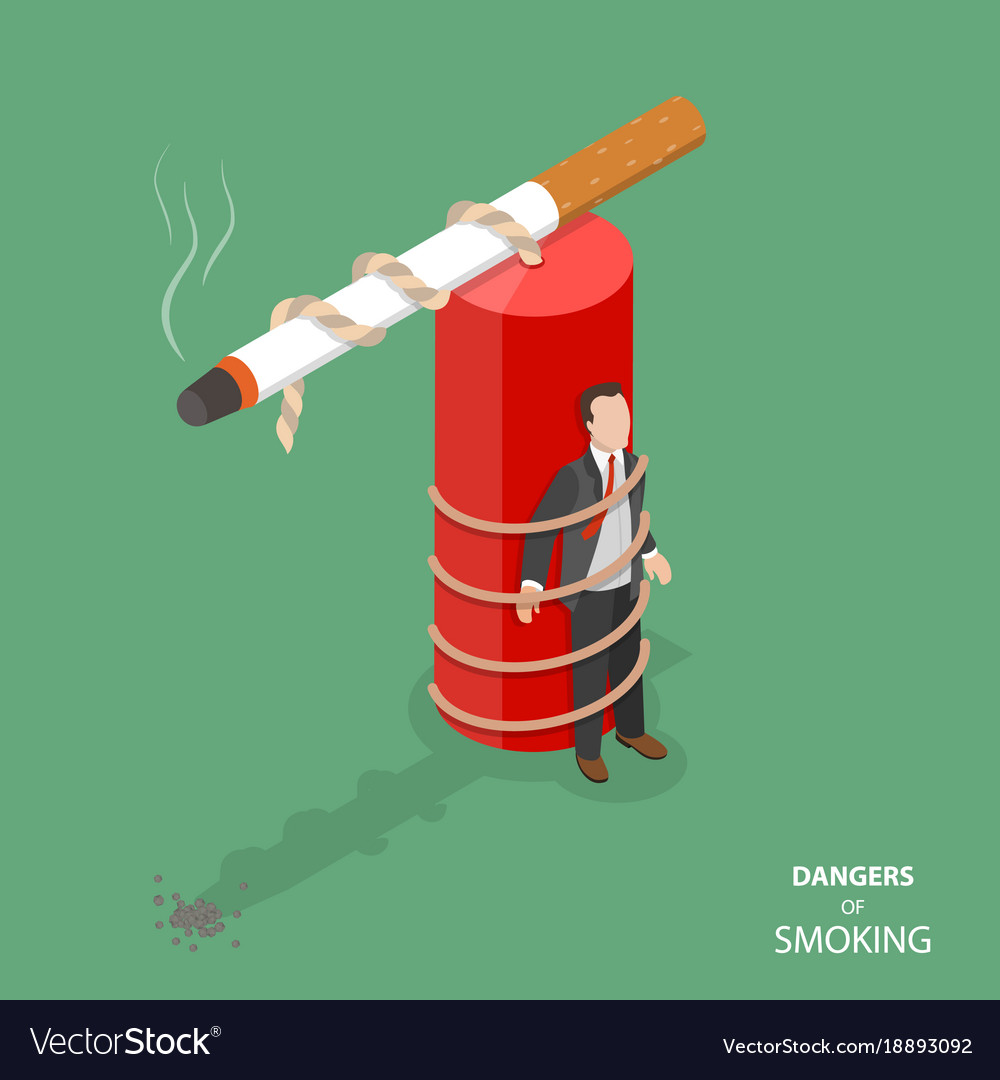 Danger smoking flat isometric concept Royalty Free Vector