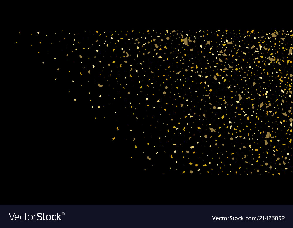 Glitter of golden particles confetti on a black