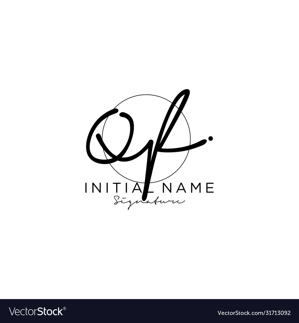 Qf initial handwriting logo design Royalty Free Vector Image