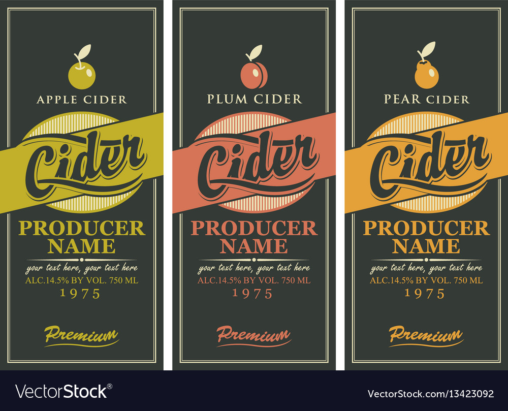 Set three labels for a cider Royalty Free Vector Image