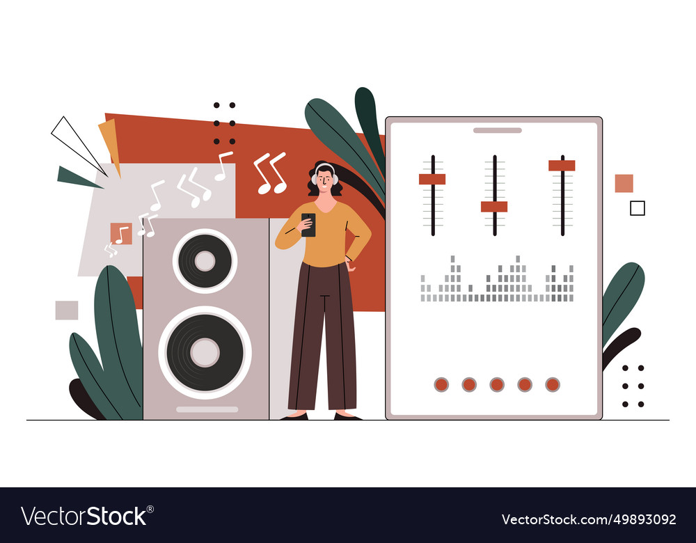 Woman with music column concept Royalty Free Vector Image