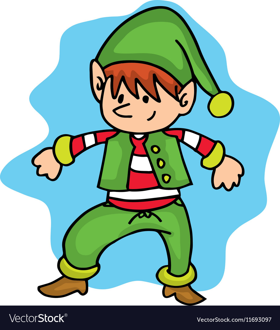 Dance elf Christmas character theme Royalty Free Vector