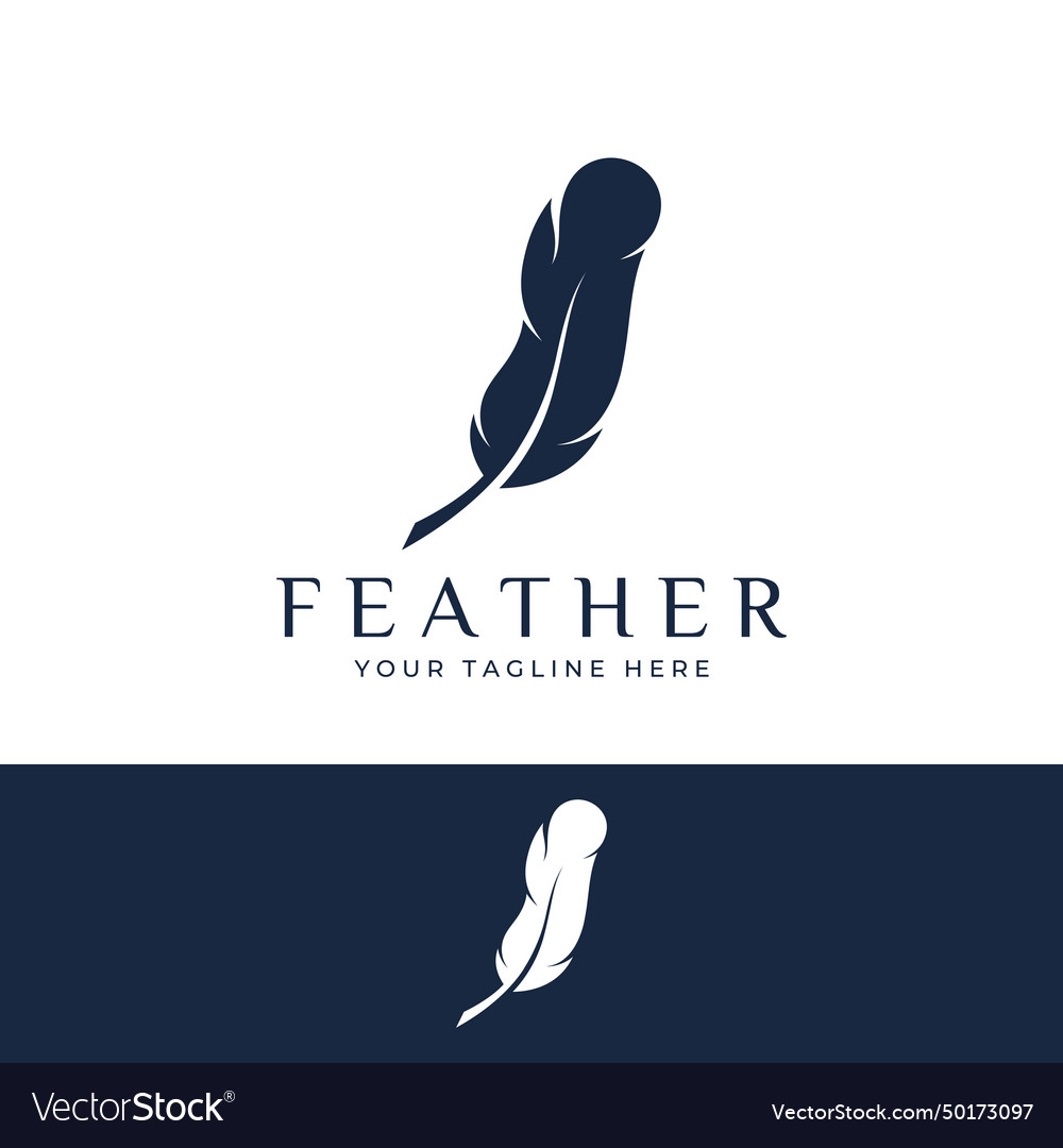 Feather logo pen and law firm Royalty Free Vector Image