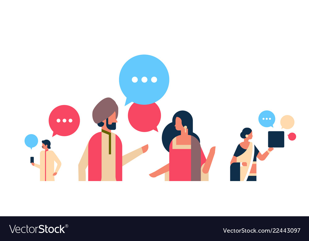 Indian People Chat Bubbles Communication Concept Vector Image