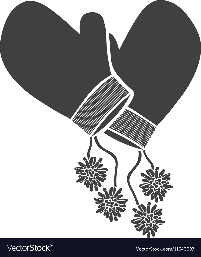 monochrome silhouette with gloves christmas vector image