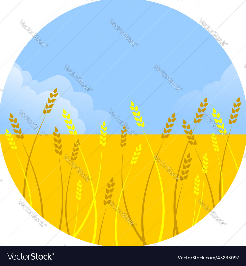 Round background with wheat yellow field Vector Image
