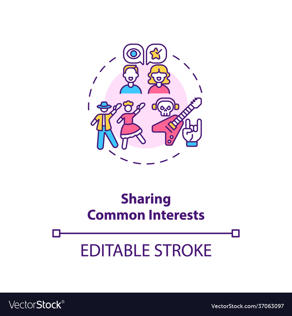 Sharing common interests with partner concept icon