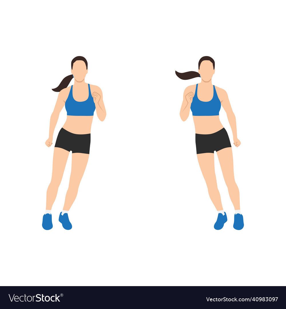 Woman Doing Side To Hops Exercise Royalty Free Vector Image