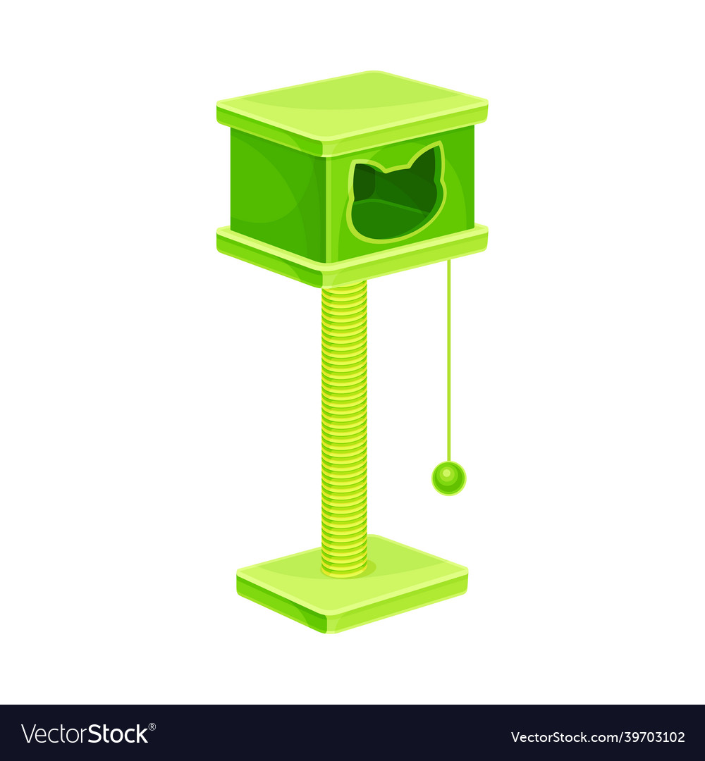 Cat tree house with scratching post and hanging Vector Image