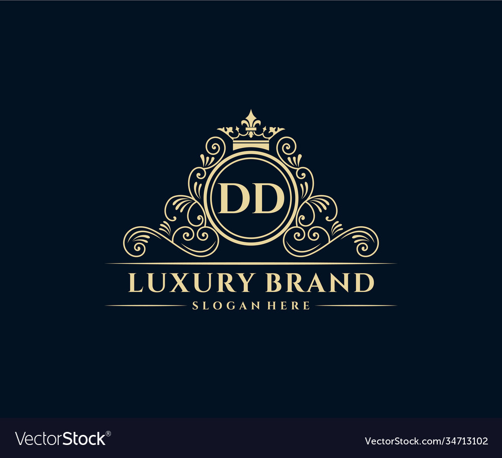 Dd initial letter gold calligraphic feminine Vector Image