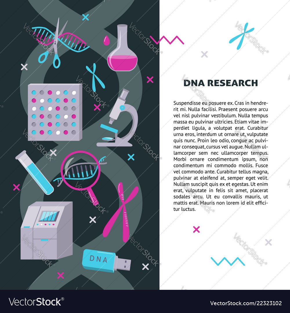 Dna Forschung medizinische Banner Vorlage in flachem Stil