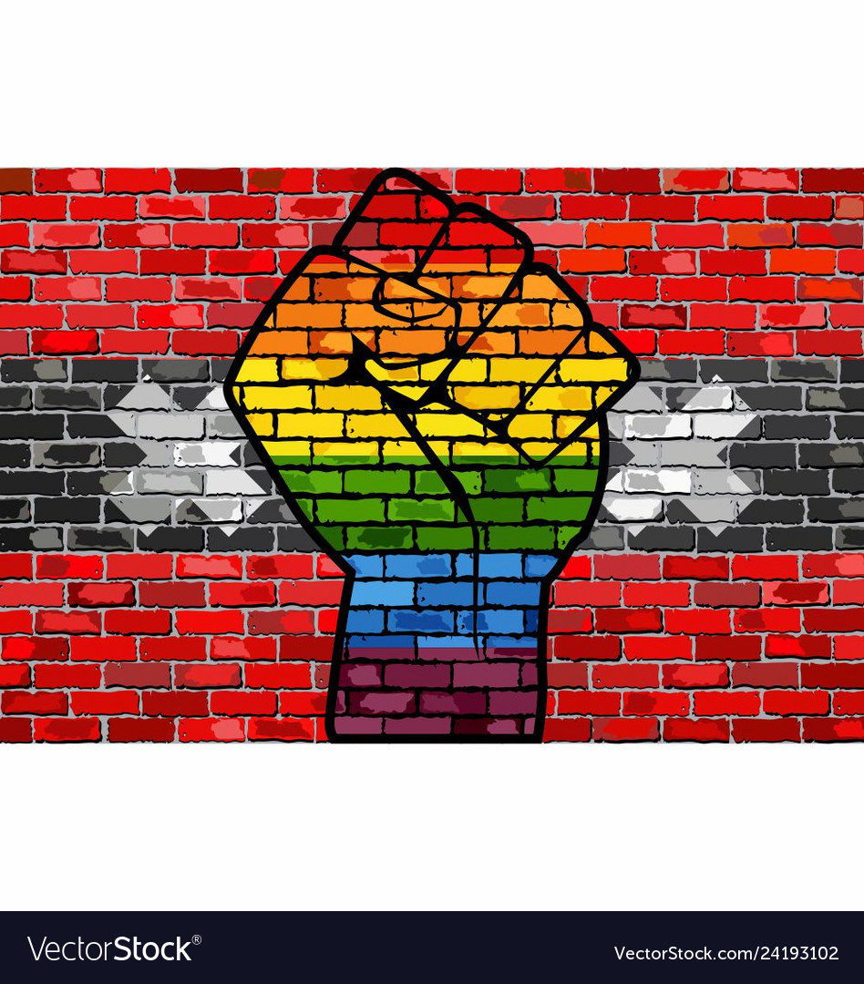 Lgbt protest fist on a amsterdam brick wall flag Vector Image