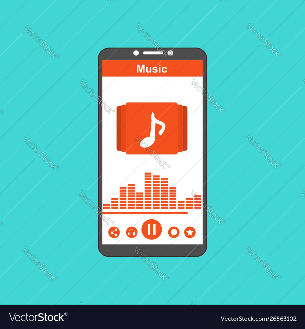 Media player application app template with flat Vector Image