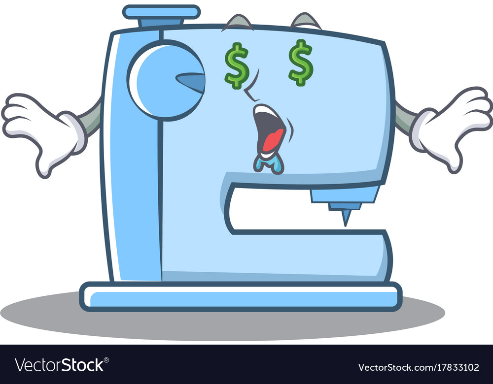 Money eye sewing machine emoticon character Vector Image