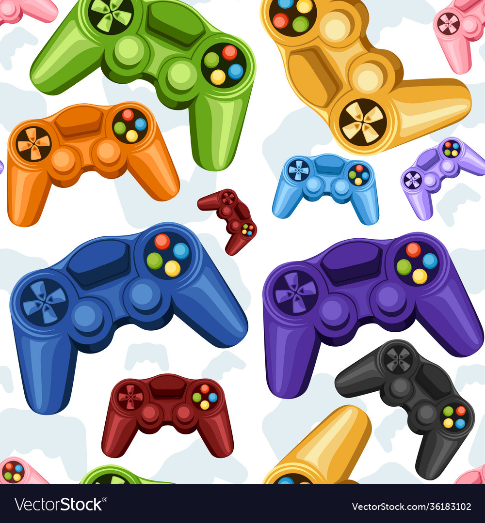 Seamless pattern set colorful wireless game Vector Image