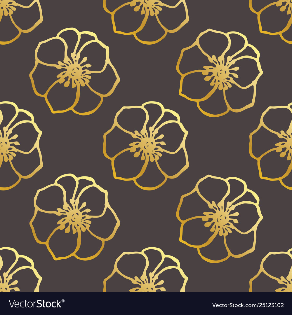 Seamless pattern with hand drawn anemones on black