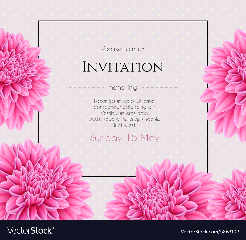 Wedding invitation with beautiful aster flower