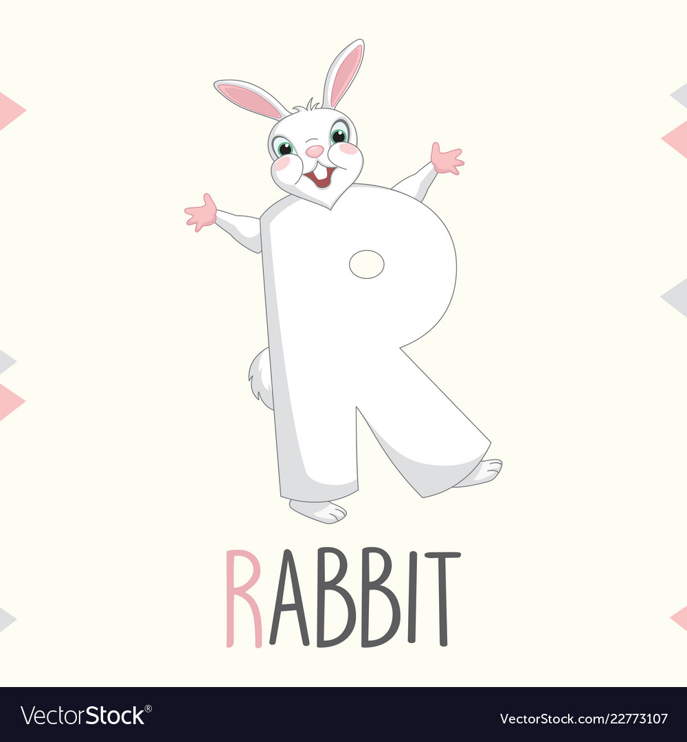 Alphabet letter r and rabbit Royalty Free Vector Image