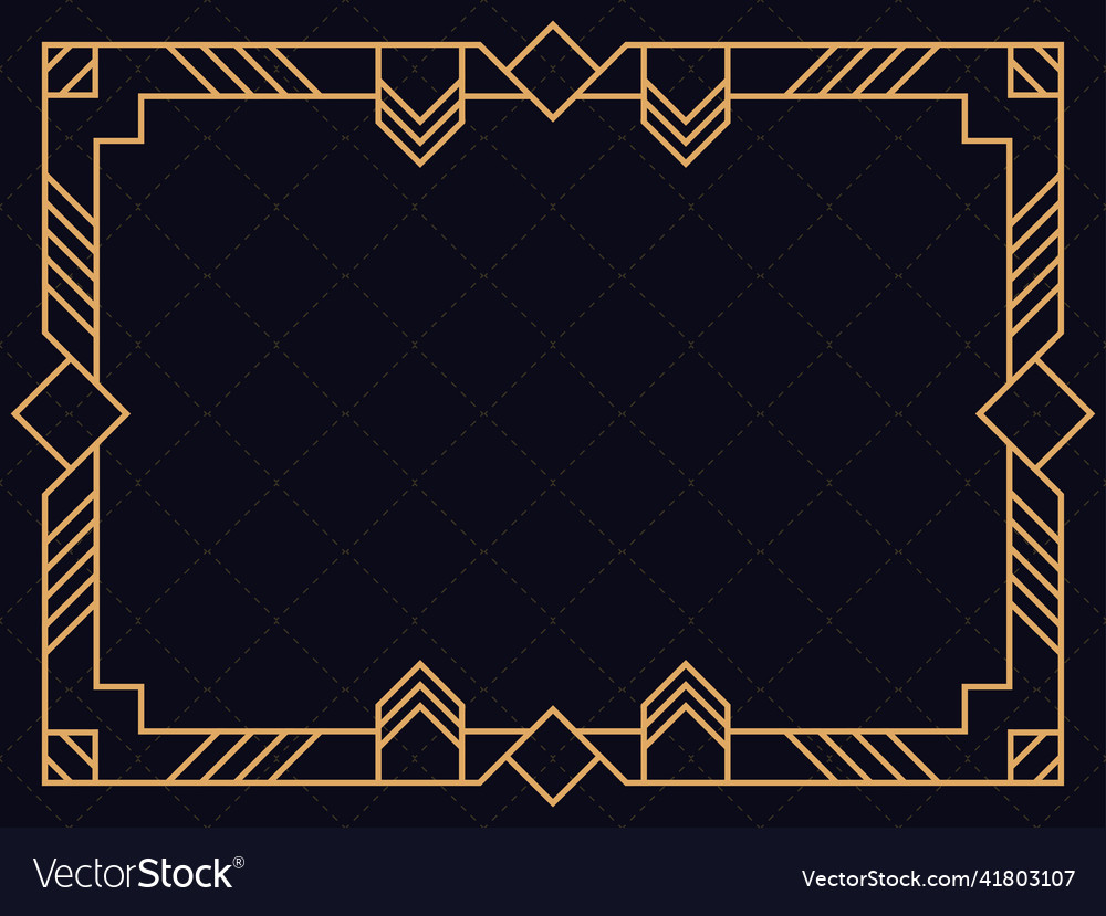 Art deco frame vintage linear border design Vector Image