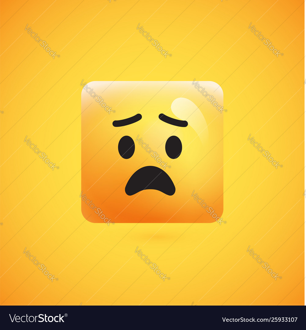 High detailed square yellow emoticon