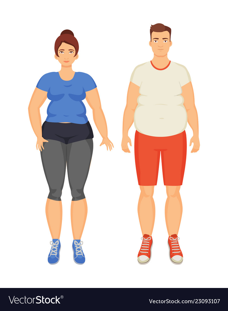 Man and woman unhappy obesity