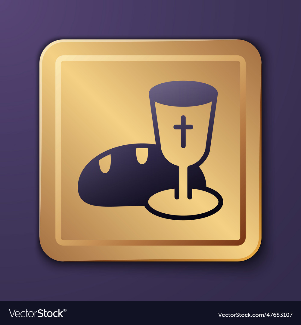 Purple goblet and bread icon isolated on