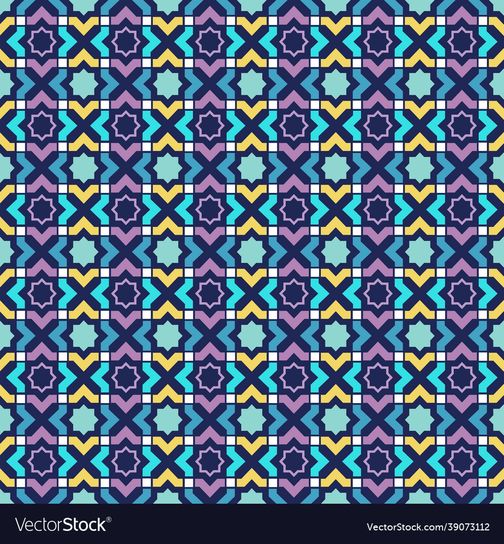 Arabic colorful seamless pattern oriental vector image Arabic colorful seamless pattern oriental