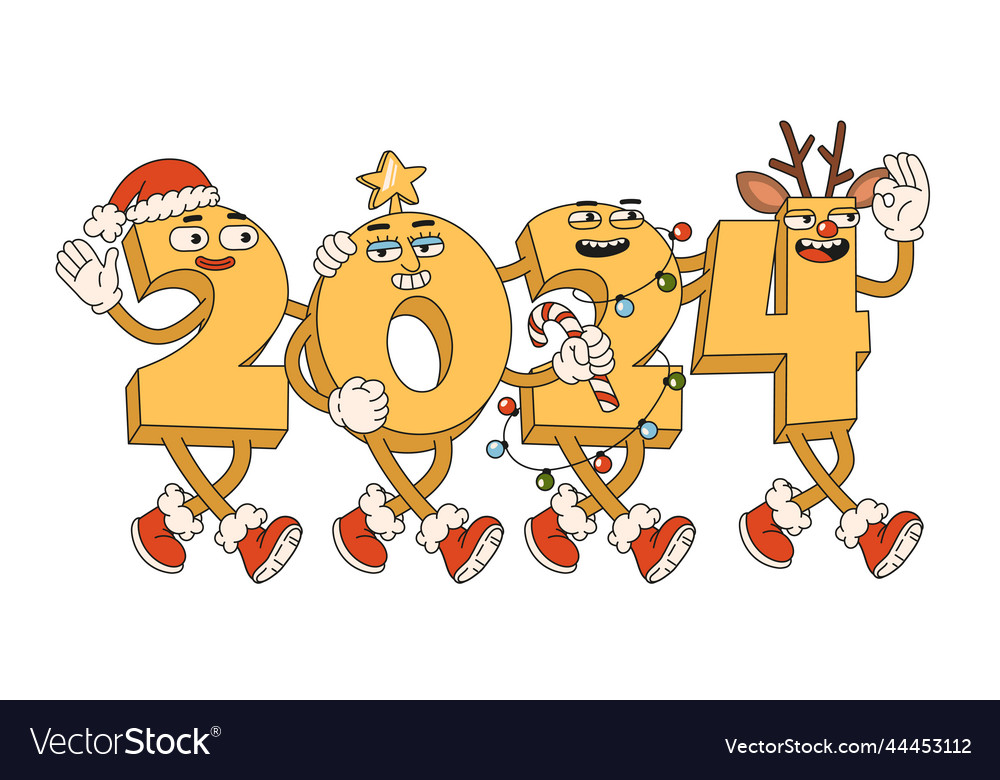 Happy new year 2025 numbers 2025 with santa claus Vector Image