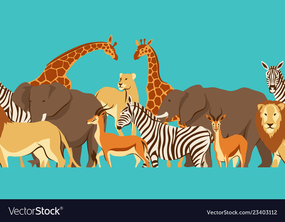 Seamless pattern with african savanna animals Vector Image Seamless pattern with african savanna animals Vector Image