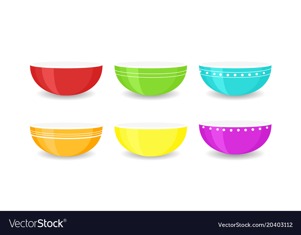 Set colourful empty bowls Royalty Free Vector Image