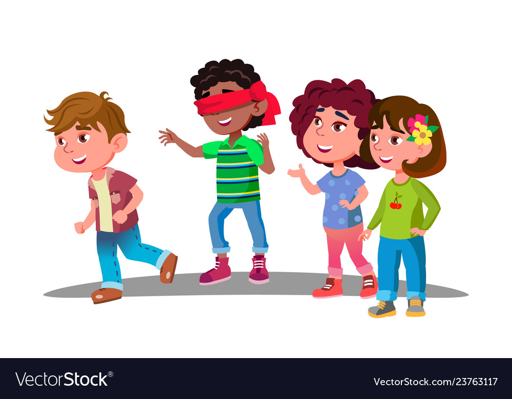 Stickman Illustration Children Playing Blindfolded Game Stock