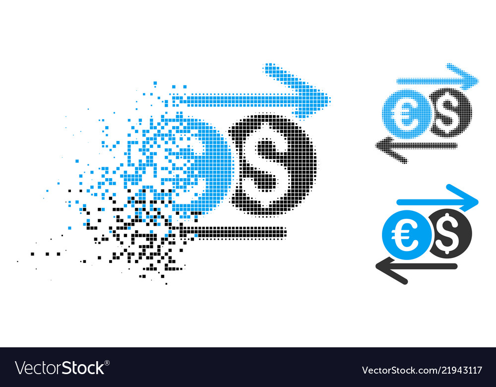 Broken Dotted Halftone Currency Exchange Icon Vector Image