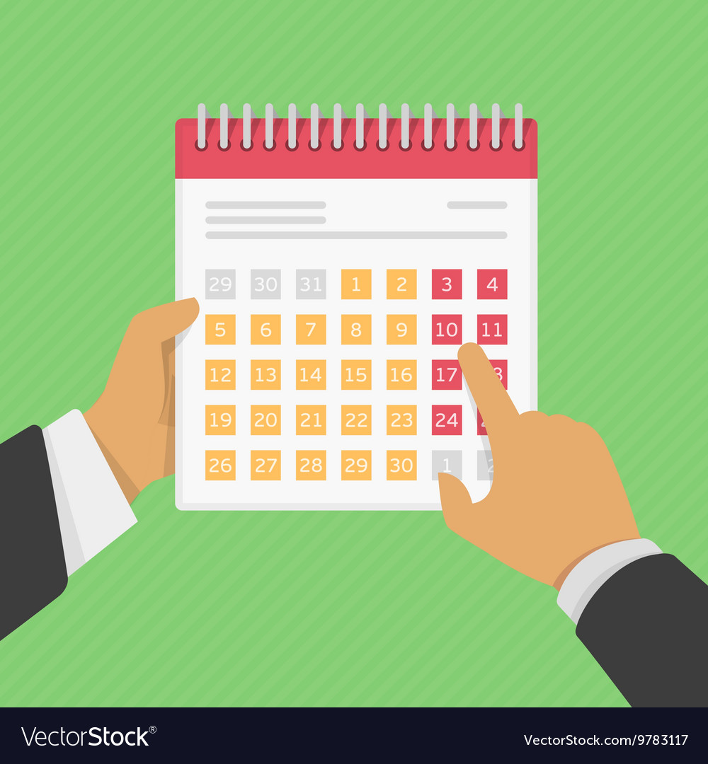 Calendar in hand Royalty Free Vector Image - VectorStock