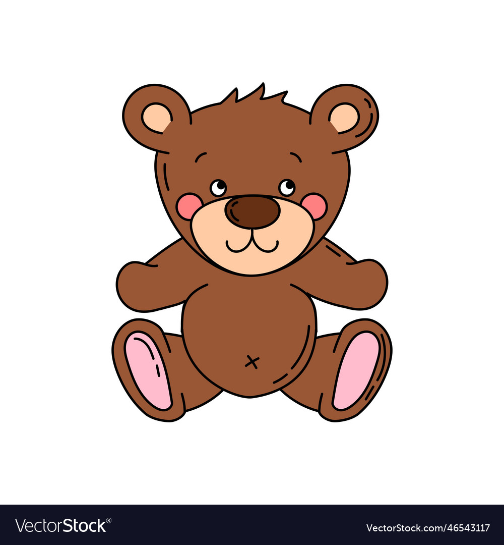 Doodle bear color isolated on a white background Vector Image