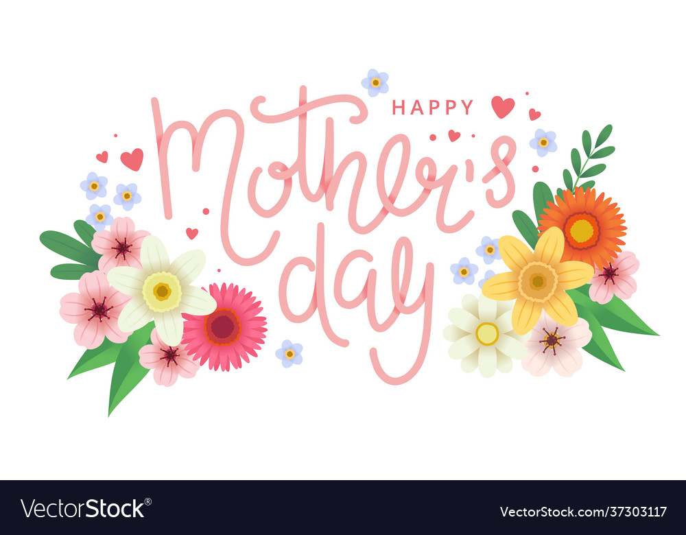 Mother s day greeting card with flowers Royalty Free Vector