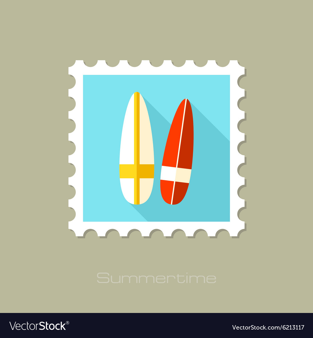 Surfboard flat stamp with long shadow