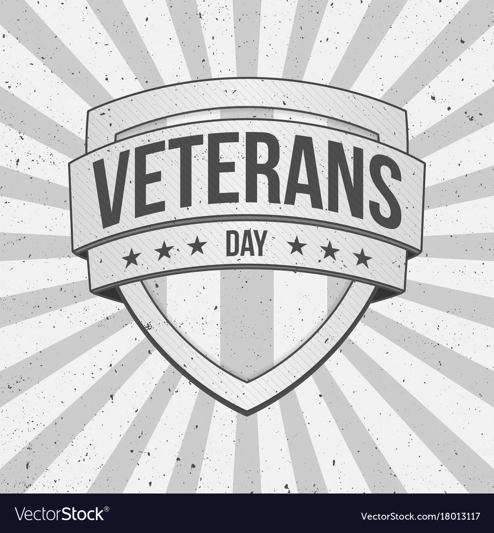 Vintage shield with veterans day text