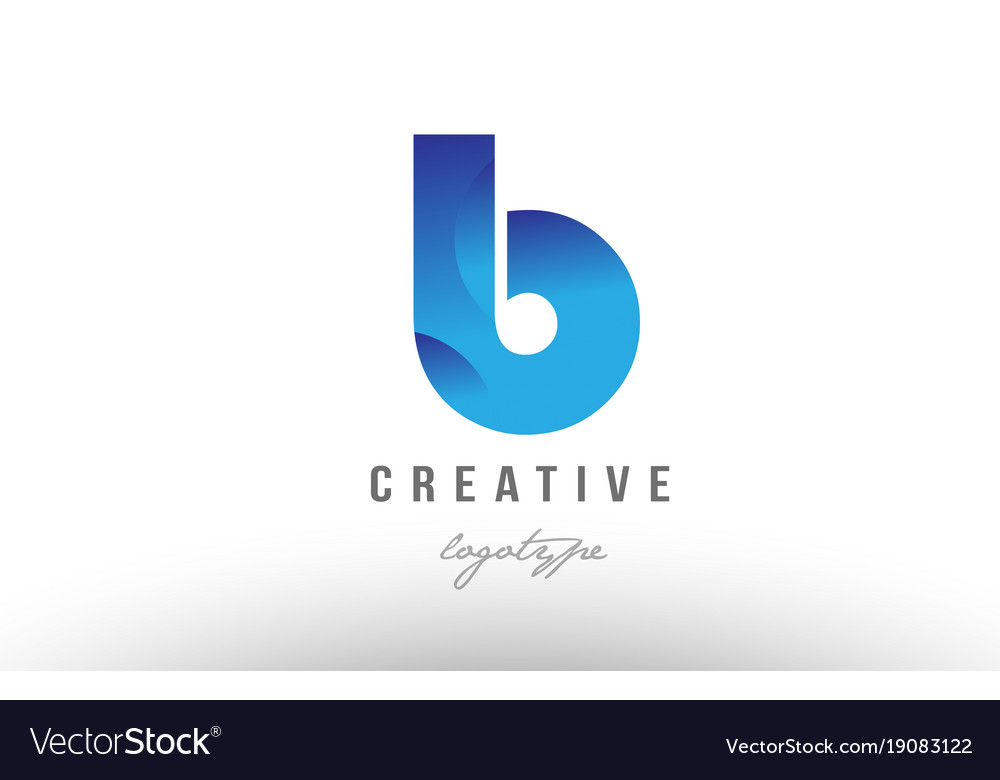 B blue gradient alphabet letter logo icon design Vector Image