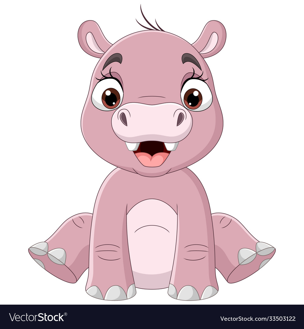 Cute bahippo cartoon sitting Royalty Free Vector Image