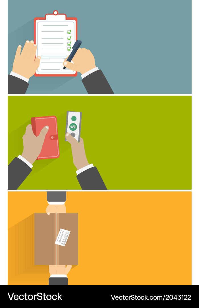 Internet shopping process of purchasing Royalty Free Vector